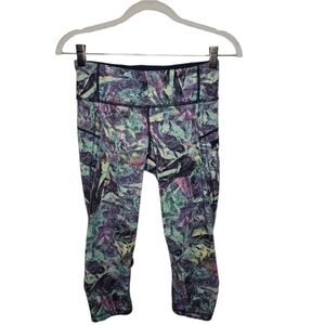 Lululemon Run Tight Legging 4 Topspeed Crop Iridescent Multi Workout Yoga